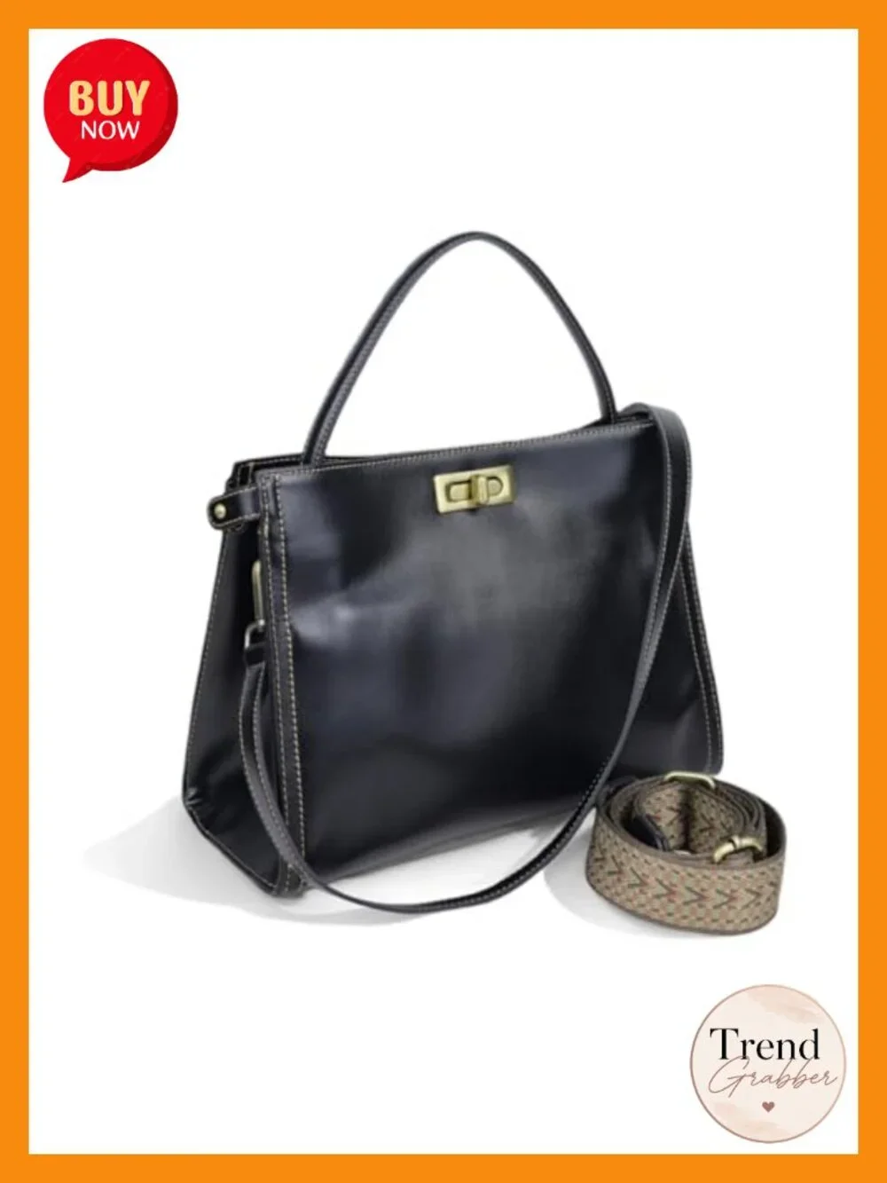 Genuine Leather Purse Women's Convertible 3-Way Crossbody Bag with Metal Feet